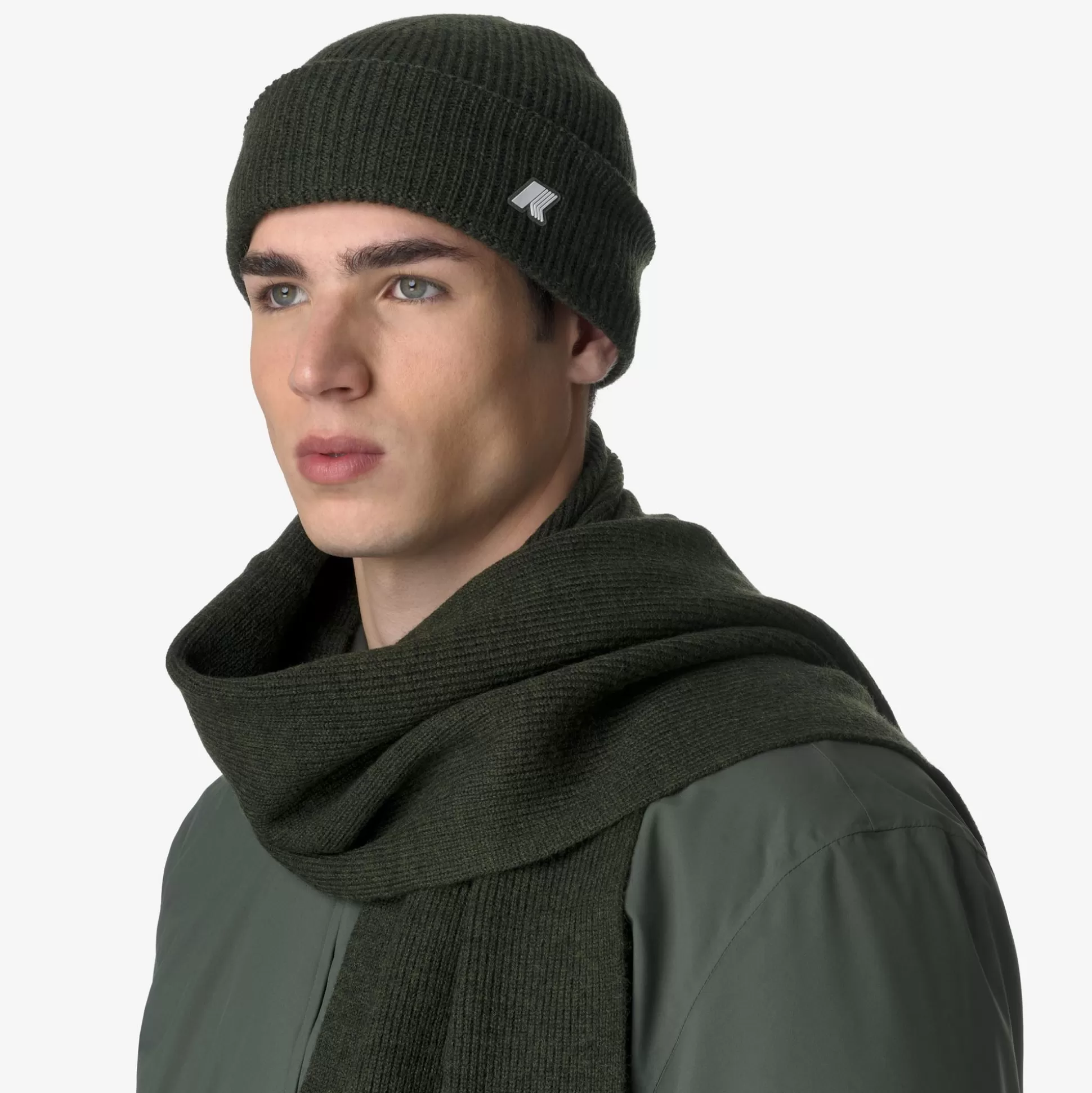 New K-Way BRICE CARDIGAN STITCH WOOL Greenblackishmelange