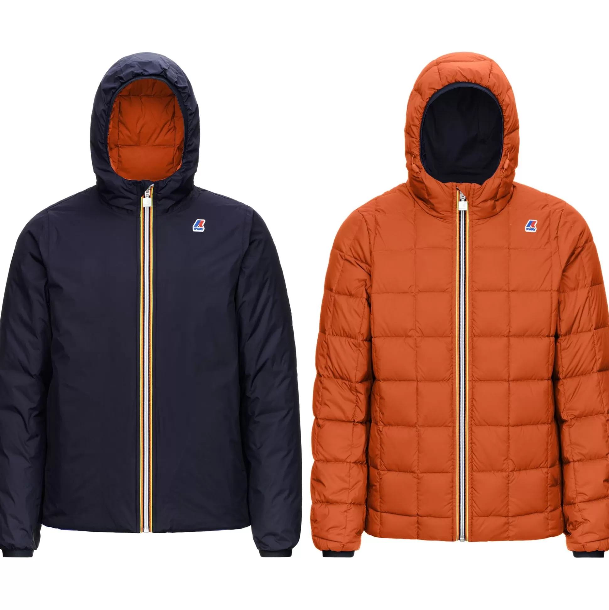 Discount K-Way JACQUES THERMO PLUS.2 REVERSIBLE Bluedepth-orangerust