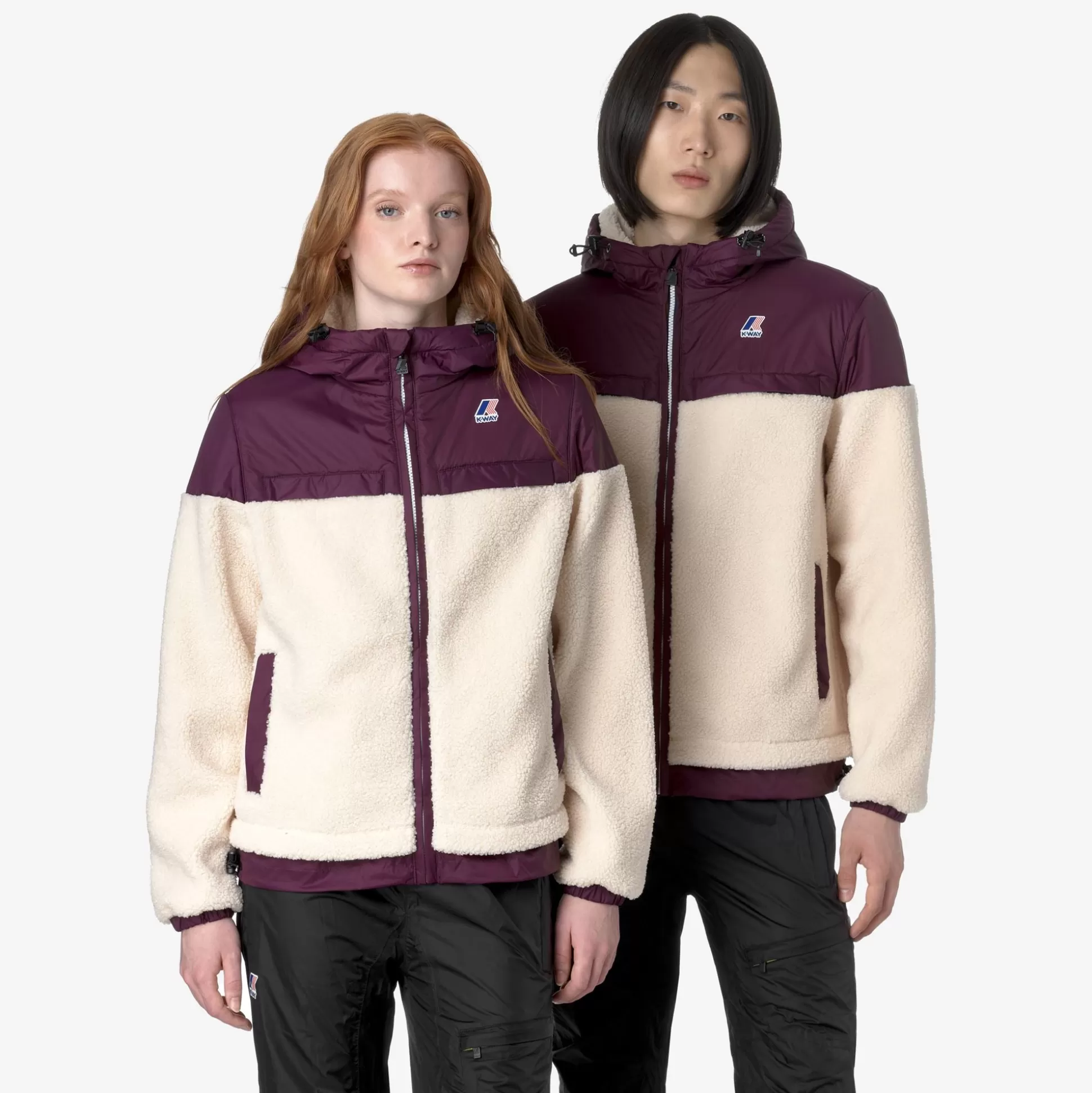 Discount K-Way LE VRAI 3.0 JILDAZ ORSETTO Ecru-violetdkpurple